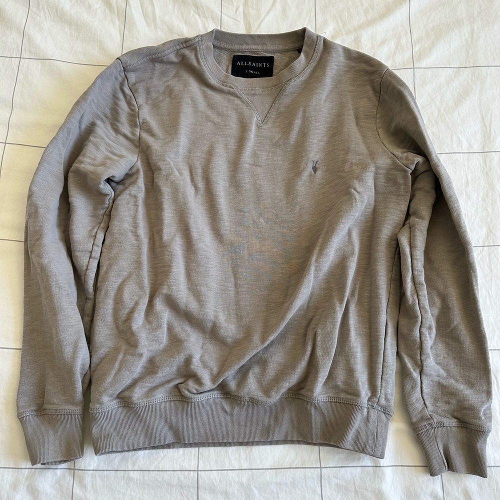 Allsaints dark beige/grey crew neck hoodie